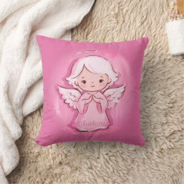 Girly Rosa Angel med Namn | Barn Kudde