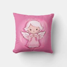 Girly Rosa Angel med Namn | Barn Kudde