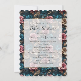 Girly Rosa Aqua Champagne Guld Ro Inbjudningar