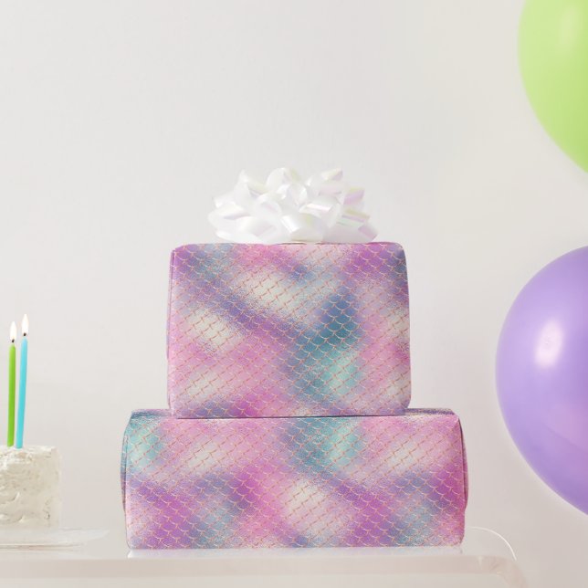 Girly Rosa Aqua Guld Sjöjungfru Presentpapper (Festgåvor)