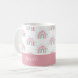 Girly rosa aqua rainbow script personlig modern mo kaffemugg<br><div class="desc">Girly rosa aqua regnbåge personlig modern söt gåva</div>