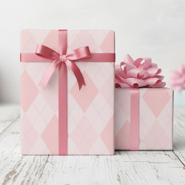 Girly Rosa Argyle Diamond Mönster Presentpapper