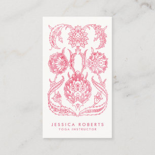 Girly Rosa Art nouveau Blommigt Designer Visitkort