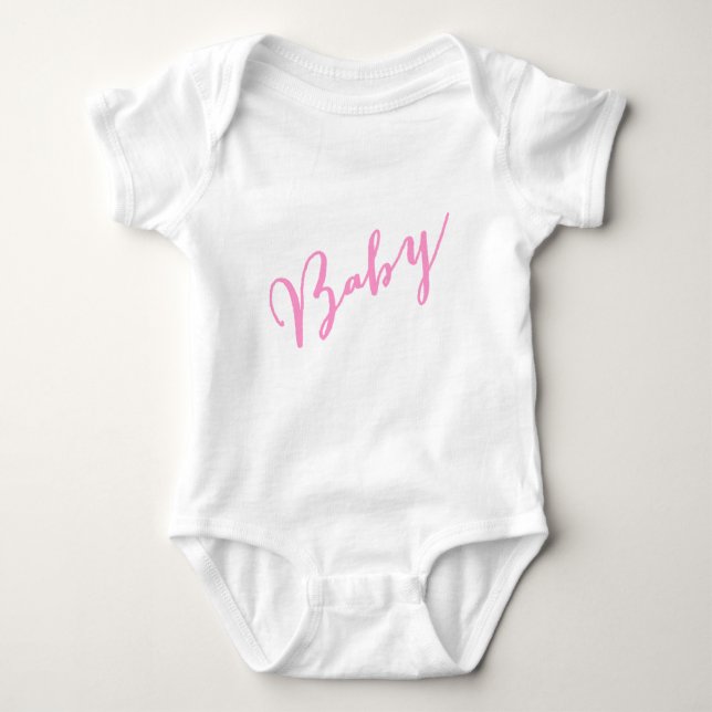 Girly Rosa Baby Handskript T-shirt (Framsida)