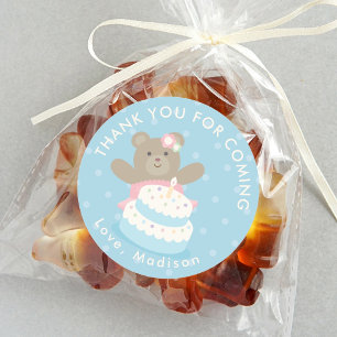 Girly Rosa Ballerina Bear Unge Birthday Tack Runt Klistermärke