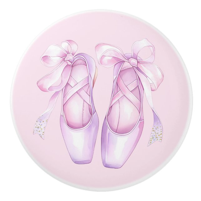 Girly Rosa Ballet Shoes Ceramic Knob Knopp (Framsidan)
