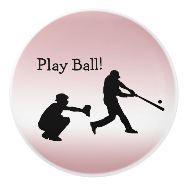 Girly Rosa Baseball Play Boll keramisk knopp (Framsidan)