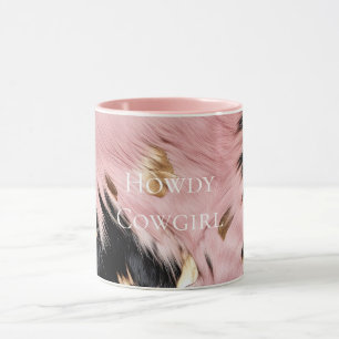 Girly Rosa Black Guld Cowgirl Cowhide Mugg