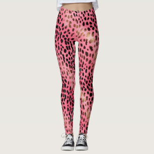 Girly Rosa Black Leopard Leggings