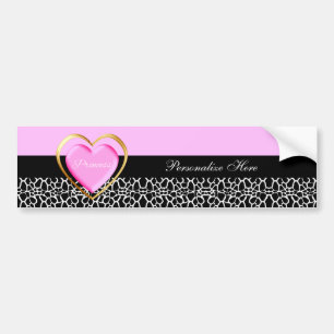 Girly Rosa Black Princess Giraffe Print och Namn Bildekal