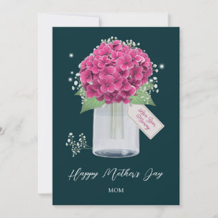 Girly Rosa Blommigt Grönt Lycklig Mors dag Kort