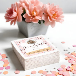 Girly Rosa & Blue Terrazzo Photo Studentfest Pappersservett