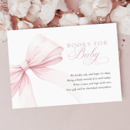 Girly Rosa Bow Baby Shower Bokar för Baby Tilläggskort