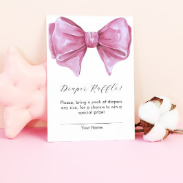 Girly Rosa Bow Baby Shower Raffle Tilläggskort