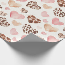 Girly Rosa Brown Cream Leopard Animal Hearts