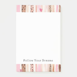 Girly Rosa Brown Leopard Print Hearts Rand Post-it Block