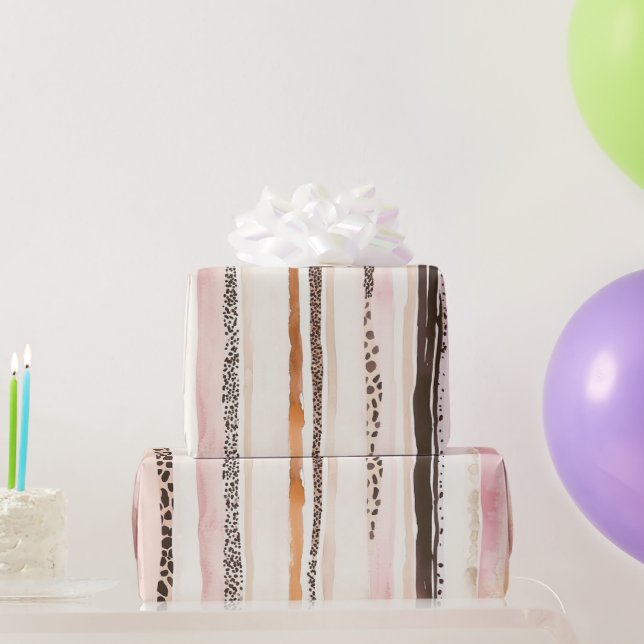 Girly Rosa Brown Leopard Skriv ut födelsedagen Presentpapper (Festgåvor)