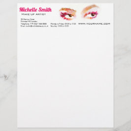 Girly Rosa Brown Watercolor Öga Makeup Artist Brevhuvud