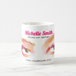 Girly Rosa Brown Watercolor Öga Makeup Artist Kaffemugg