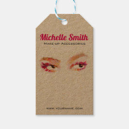 Girly Rosa Brown Watercolor Öga Makeup Artist Presentetikett