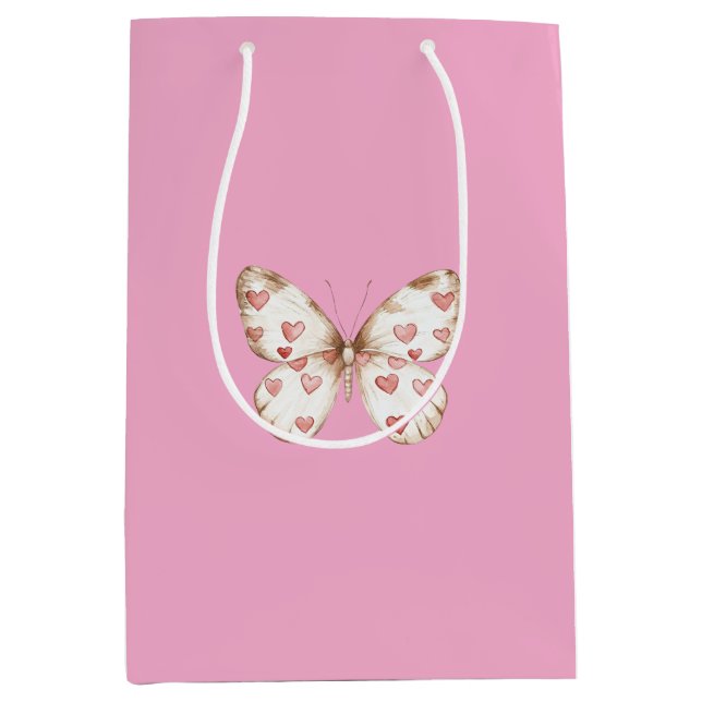 Girly Rosa Butterfly Hearts Birthday (Framsidan)
