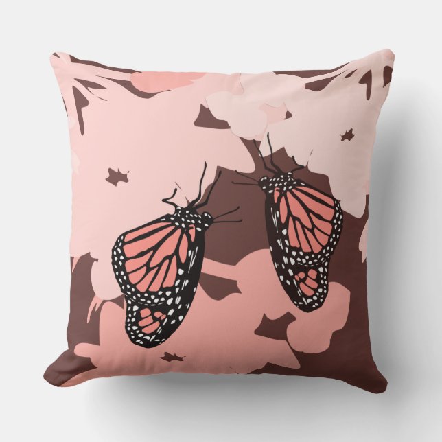 Girly Rosa Butterfly Pair - Dekorativ kudde (Framsida)