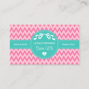 Girly Rosa Chevron Boutique Loyalty Rewards kupong