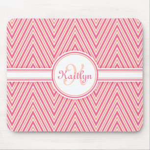 Girly Rosa Chevron med Monogram Musmatta