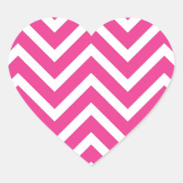 Girly Rosa Chevron Mönster Hjärtformat Klistermärke