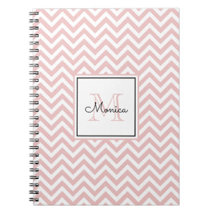 Girly Rosa Chevron Mönster med Monogram Anteckningsbok