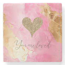 Girly Rosa Chic Glam Guld Glitter Heart