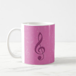 Girly Rosa Clef och Musik noter Kaffemugg