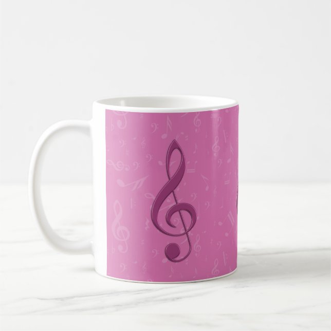 Girly Rosa Clef och Musik noter Kaffemugg (Vänster)