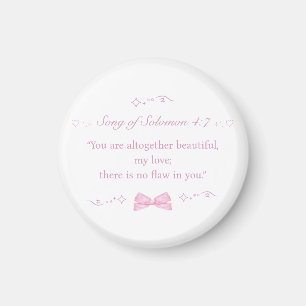 Girly Rosa Coquette Bow Christian Bible Verse Magnet