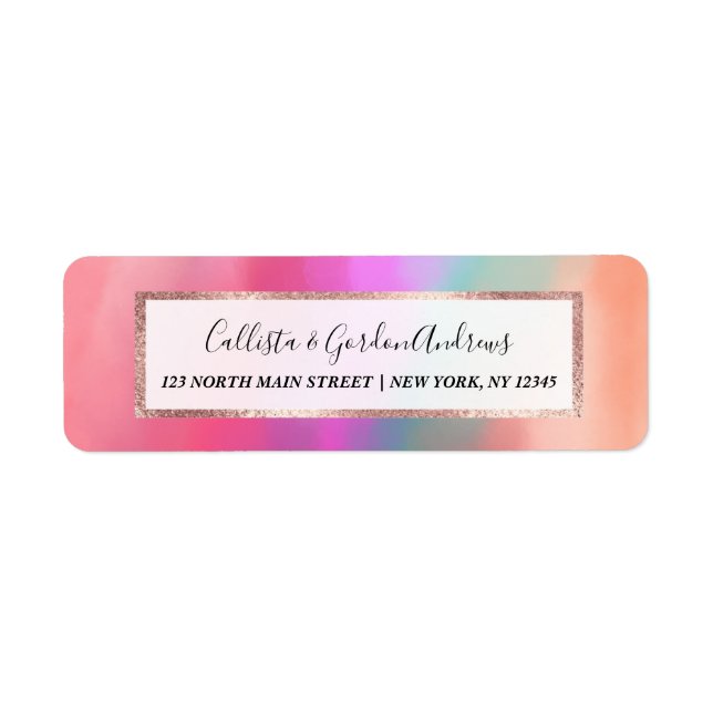 Girly Rosa Coral Abstrakt Cloudy Art Returadress Etikett (Framsidan)