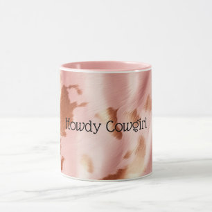 Girly Rosa Cream Brown Cowhide Mugg