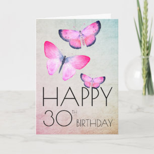 Girly Rosa Cute Elegant Watercolor Birthday Modern Kort