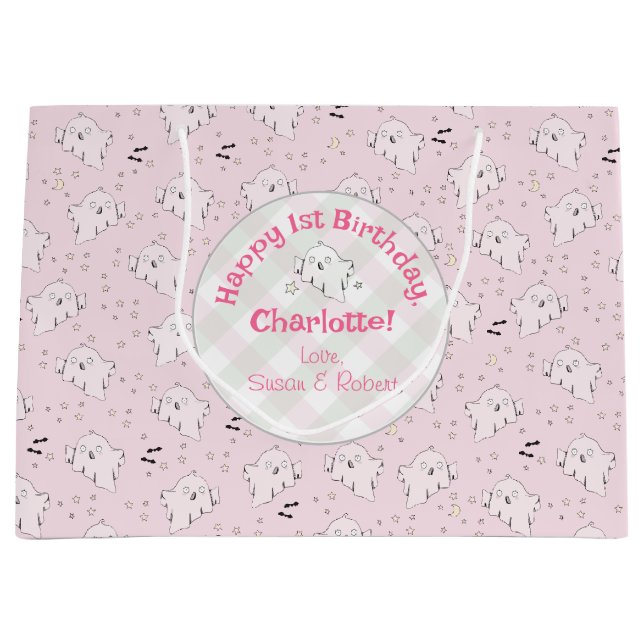 Girly Rosa Cute Spöken Baby Halloween 1:a födelsed (Framsidan)