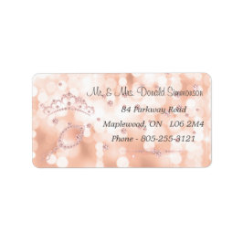 Girly Rosa Diamond Ro Guld Returadress Adressetikett
