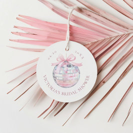 Girly Rosa Disco Boll Elegant Möhippa Round Gåvor Etiketter