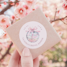 Girly Rosa Disco Boll Elegant Möhippa Runt Klistermärke