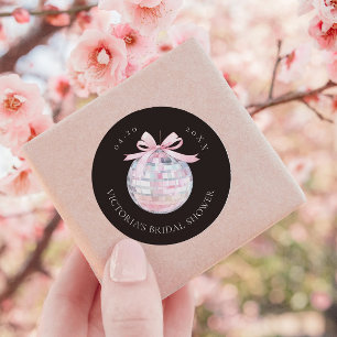 Girly Rosa Disco Boll Elegant Möhippa Runt Klistermärke