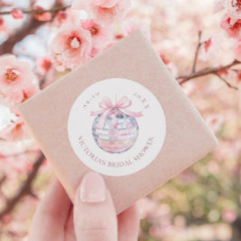 Girly Rosa Disco Boll Elegant Möhippa Runt Klistermärke