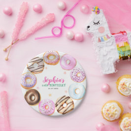 Girly Rosa Donuts Watercolor Födelsedagsfest