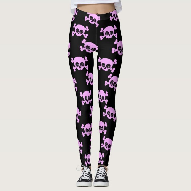 Girly Rosa Döskallars Leggings (Framsida)