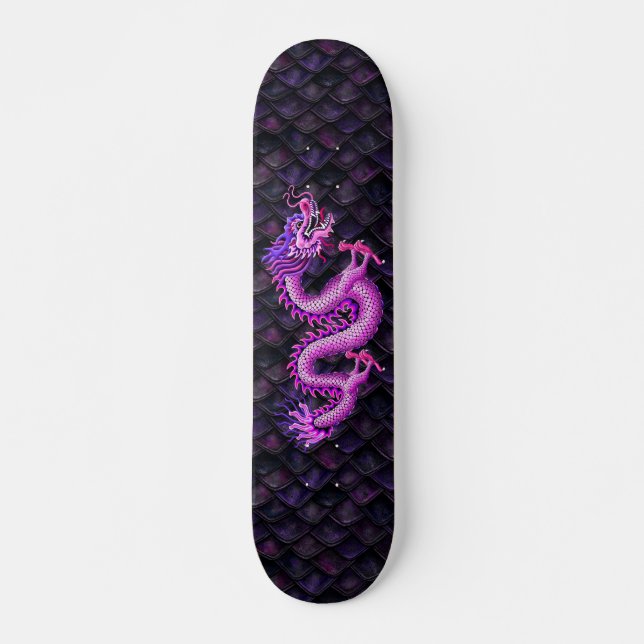 Girly Rosa Dragon på Dragon Scales Mini Skateboard Bräda 18,5 Cm (Framsida)