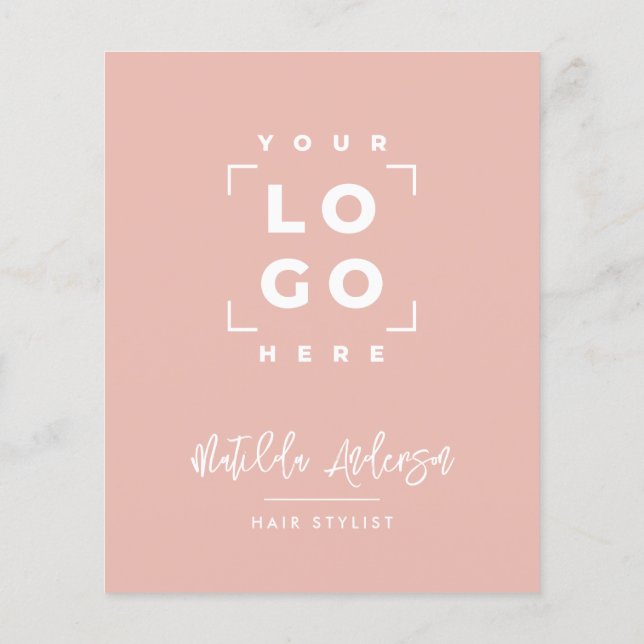 Girly rosa elegant modern pris QR-kod Flygblad (Baksidan)