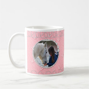 Girly Rosa Faux Sparkly Two Photo Heart-accent Kaffemugg