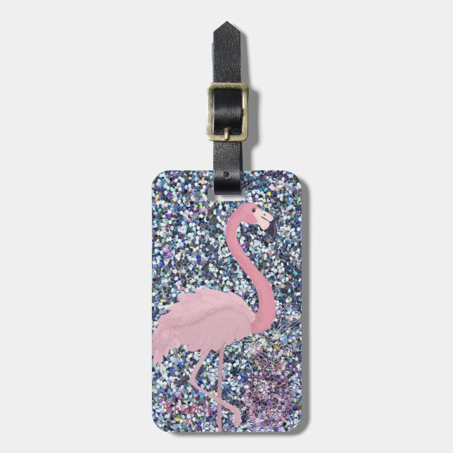 Girly Rosa Flamingo,ananas,Glitter-Personlig Bagagebricka (Vertikal Framsida)