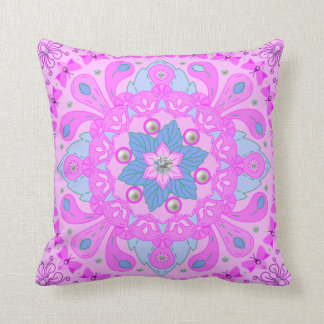 Girly Rosa Flower Butterfly Original Mandala Art Kudde